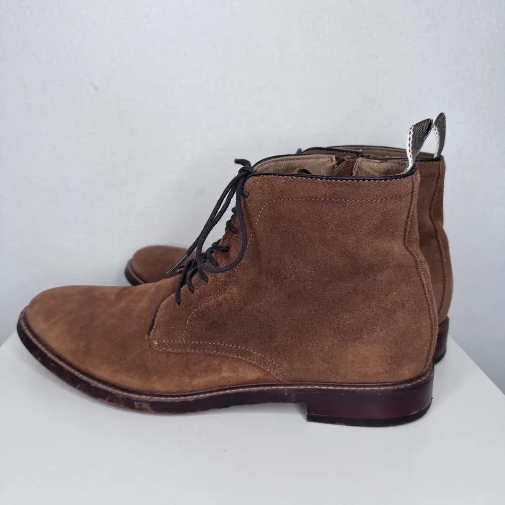2020s ALDO Brown Suede Chukka Ankle Boots Men’s Size 12 Side Zip Lace Up